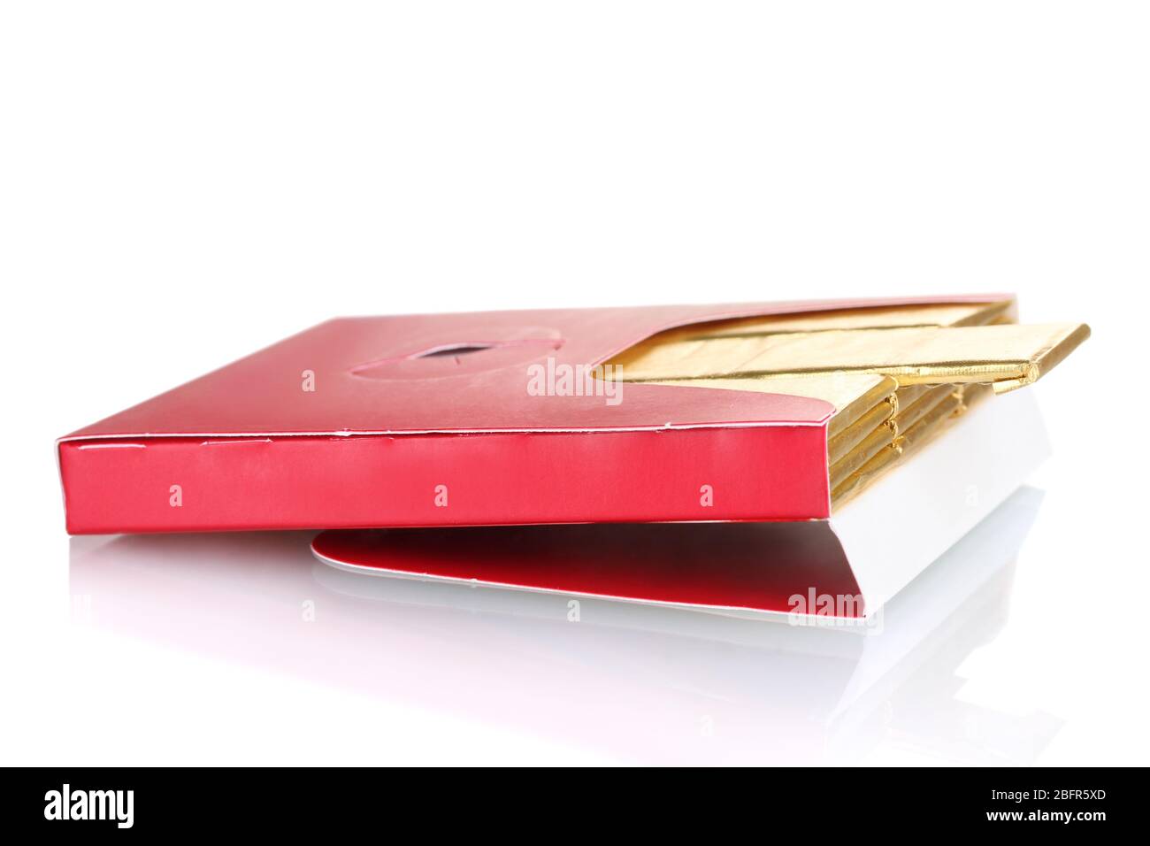 single chewing gum wrapped in standard red packaging isolated on white
