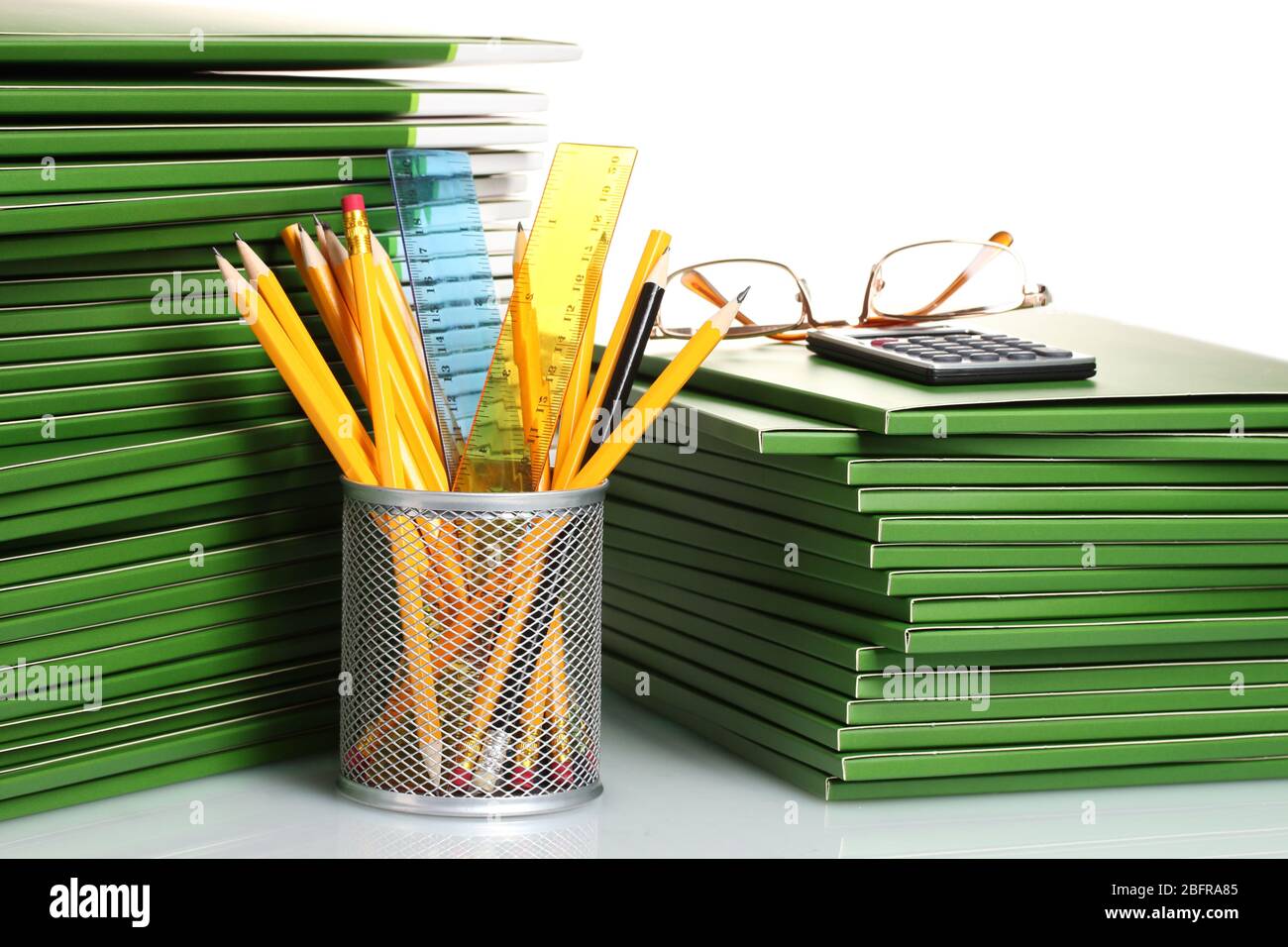 Green folders isolated on white Stock Photo