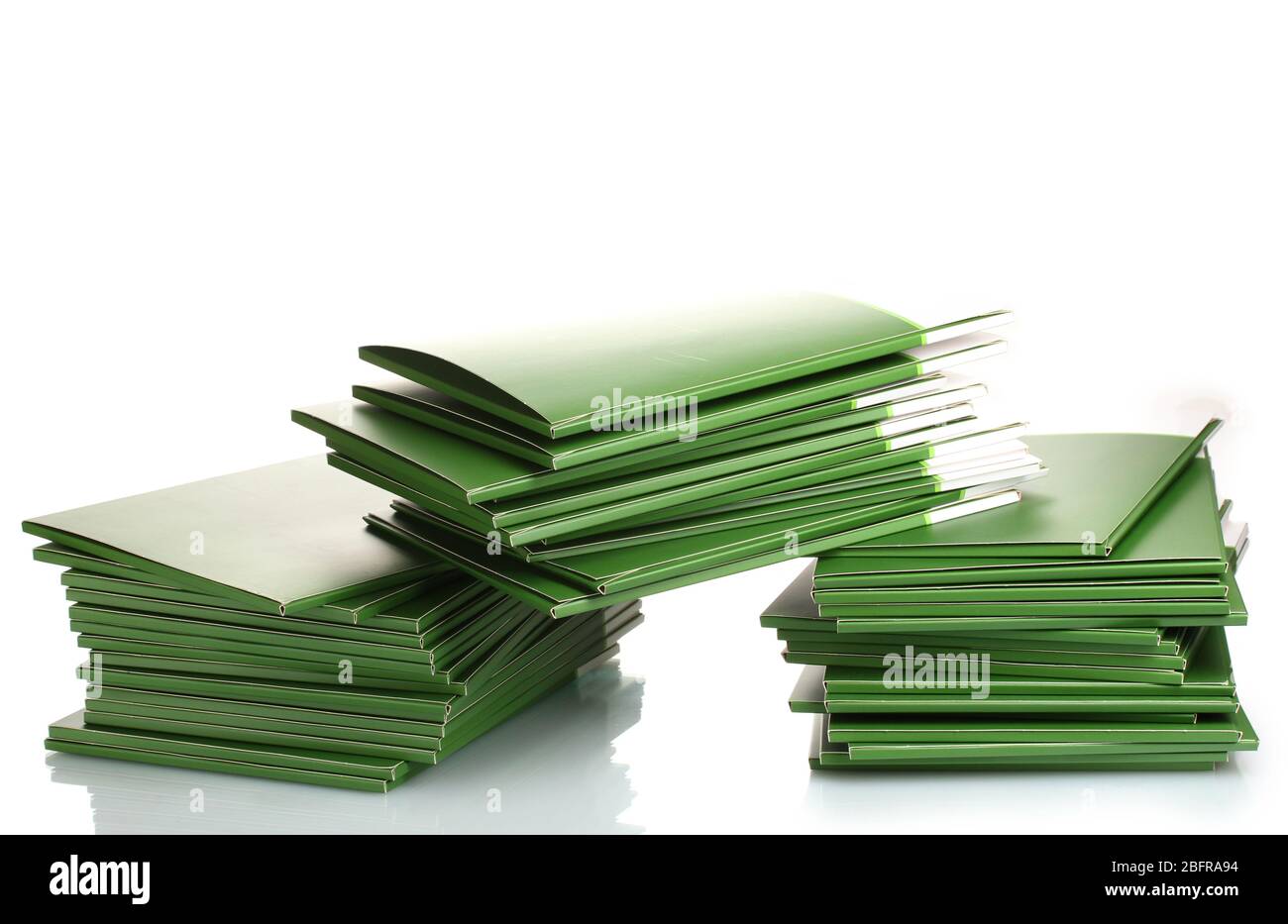 Many green folders isolated on white Stock Photo