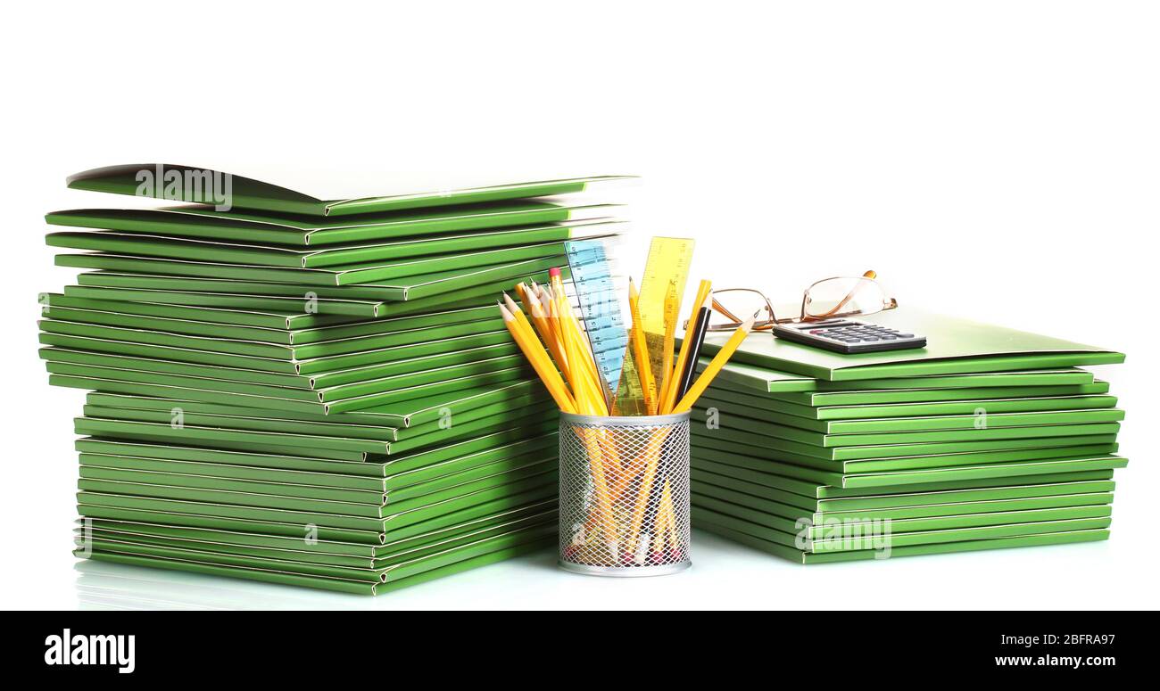 Green folders isolated on white Stock Photo