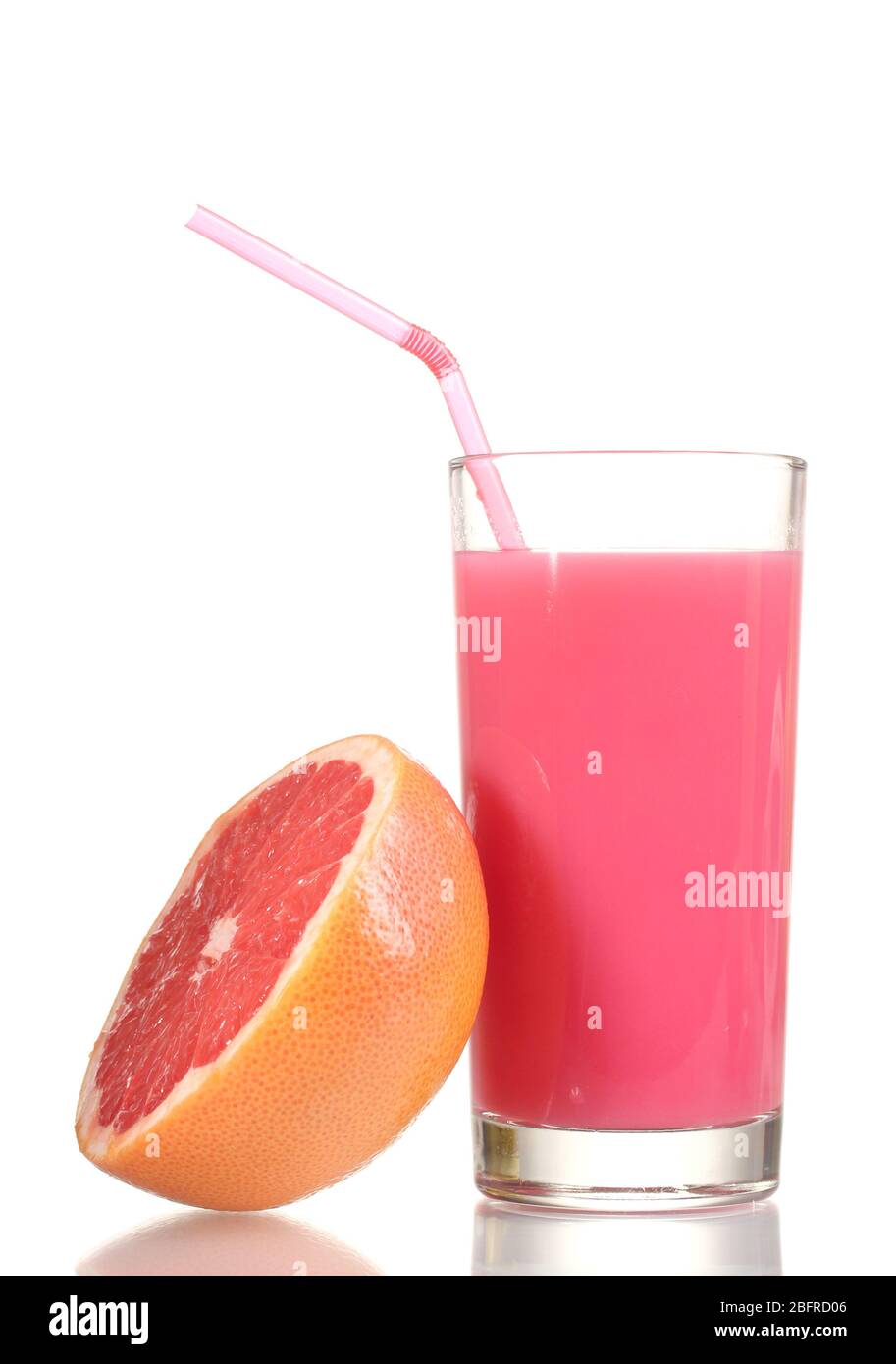 Grapefruit juice and fresh grapefruit isolated on white Stock Photo