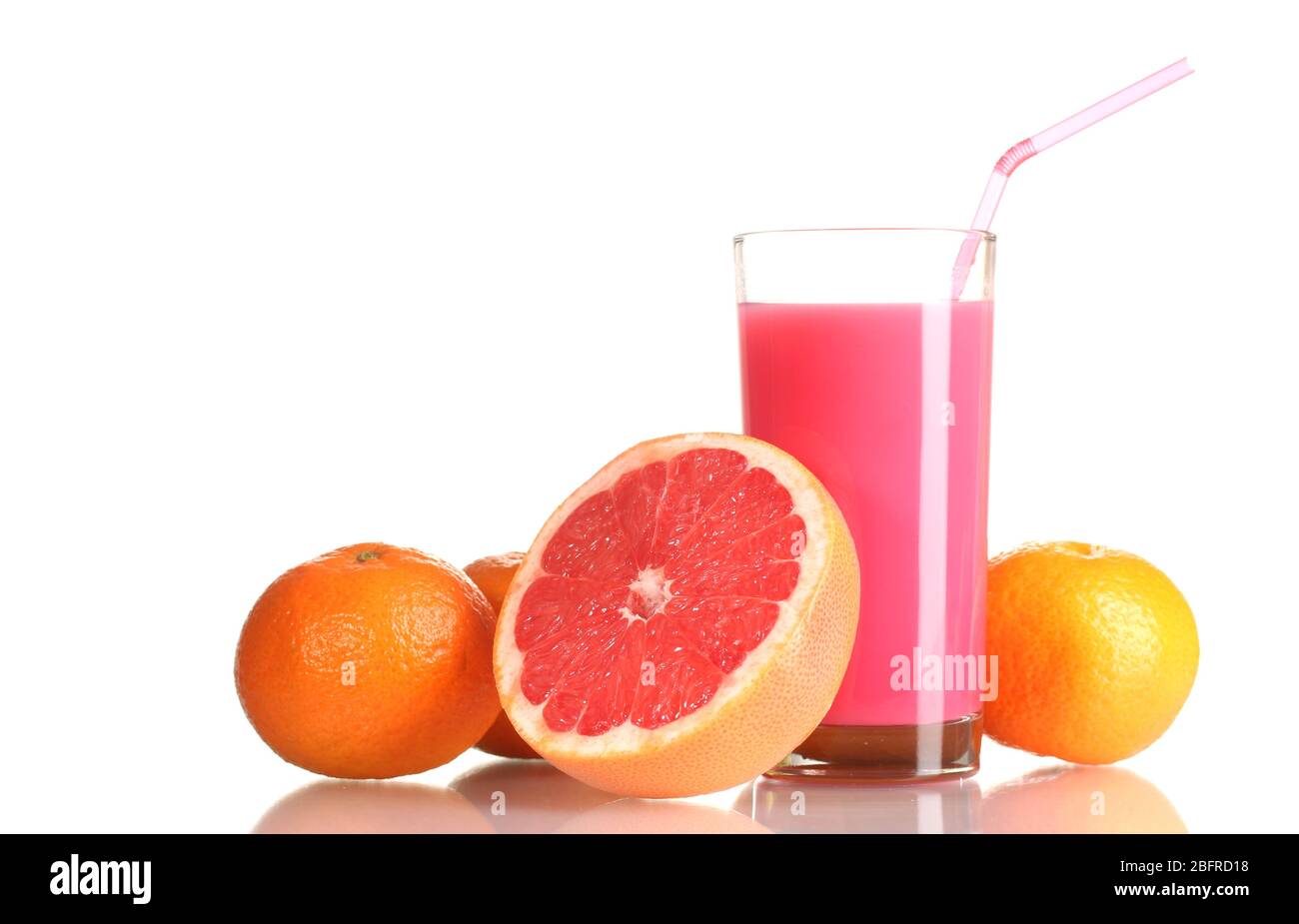 Grapefruit juice and fresh grapefruit isolated on white Stock Photo