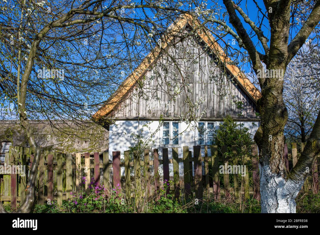 Traditional old polish countryside wooden houses and farmyards. Open