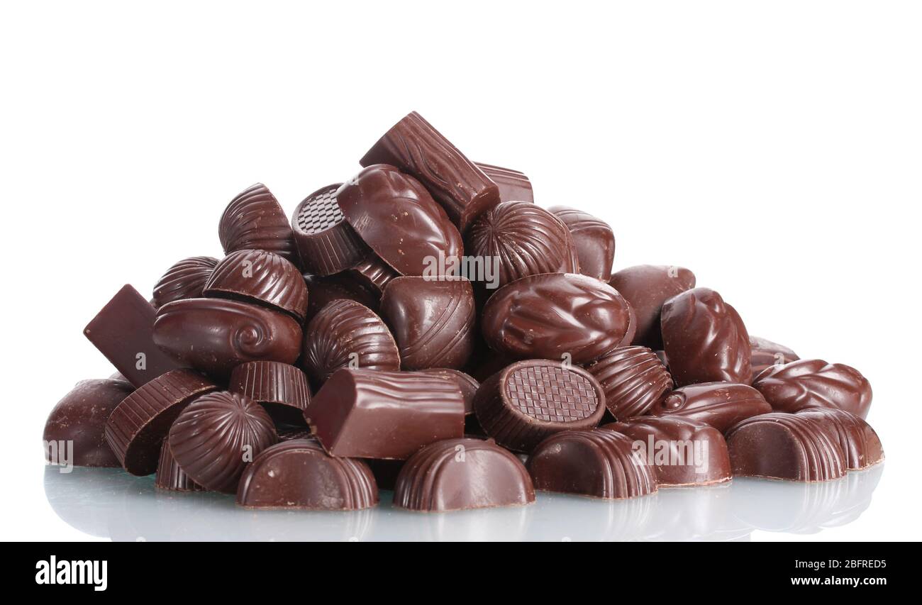 Many different chocolate candy isolated on white Stock Photo - Alamy