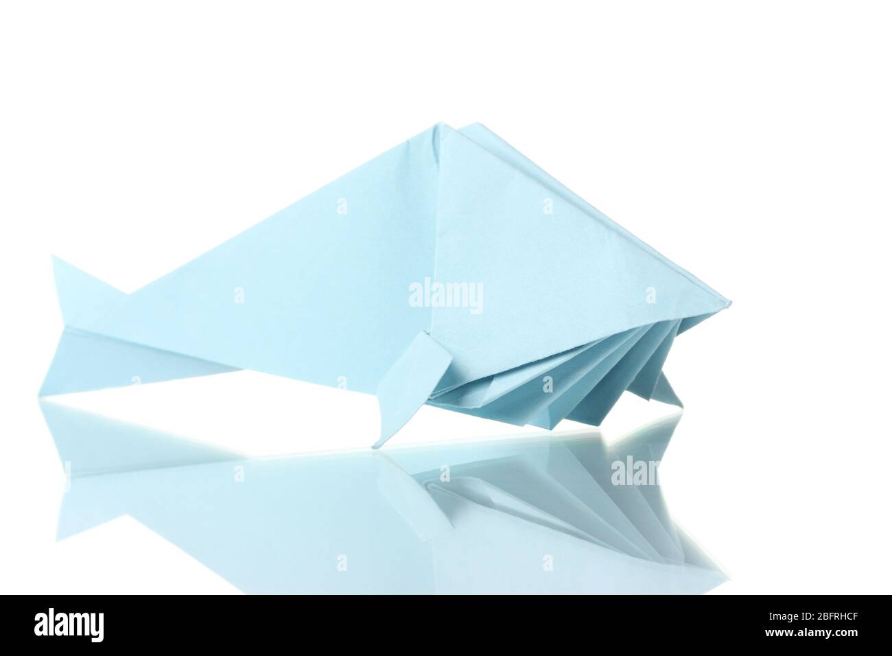 Origami fish out of the blue paper isolated on white Stock Photo - Alamy