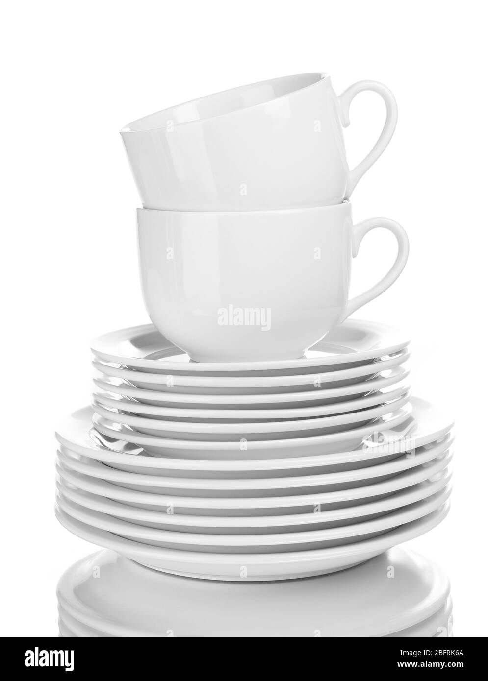 Stack of plates and cups Black and White Stock Photos & Images Alamy