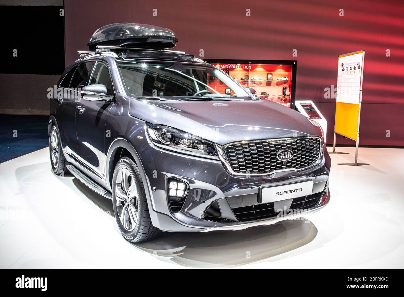 Brussels, Belgium, Jan 2020 Kia Sorento GT Line, Brussels Motor Show, Third  generation facelift, mid-size crossover SUV produced by Kia Motor Stock  Photo - Alamy