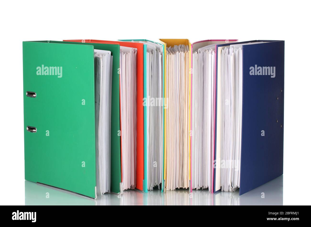 Office folders isolated on white Stock Photo - Alamy