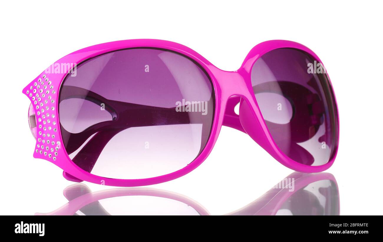 Women's pink sunglasses with diamonds isolated on white Stock Photo - Alamy