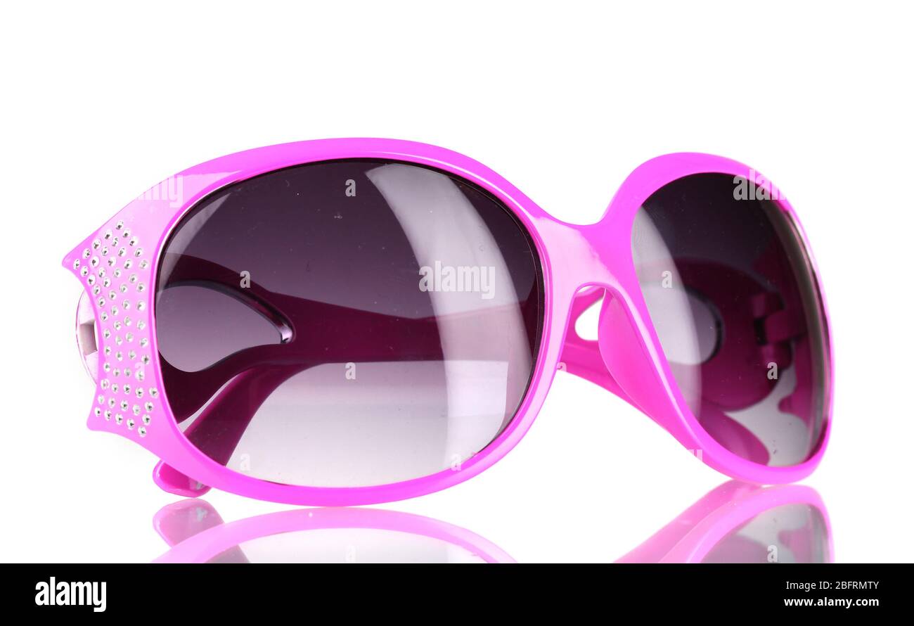 Women's pink sunglasses with diamonds isolated on white Stock Photo - Alamy