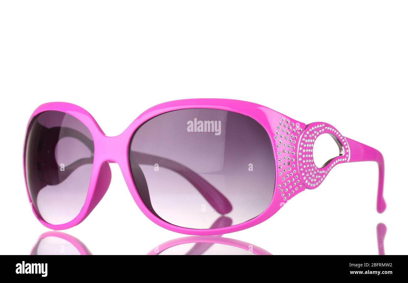 Women's pink sunglasses with diamonds isolated on white Stock Photo - Alamy