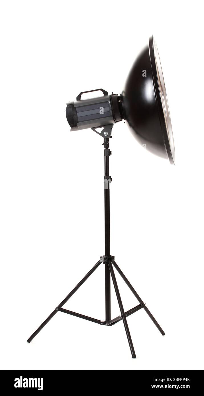 studio flashes - things to consider before buying... Studio flash with beauty dish isolated on white Stock Photo - Alamy