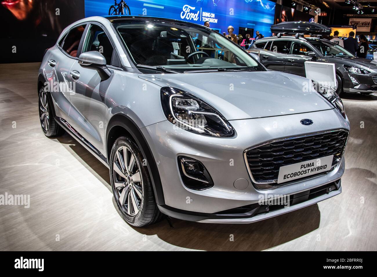 Brussels, Belgium, Jan 2020 Ford Puma Ecoboost Hybrid, Brussels Motor Show,  shiny modern Subcompact crossover SUV produced by Ford Motor Company Stock  Photo - Alamy