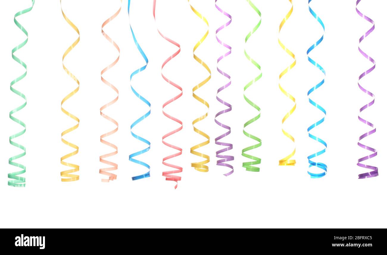 beautiful colorful streamers isolated on white Stock Photo - Alamy