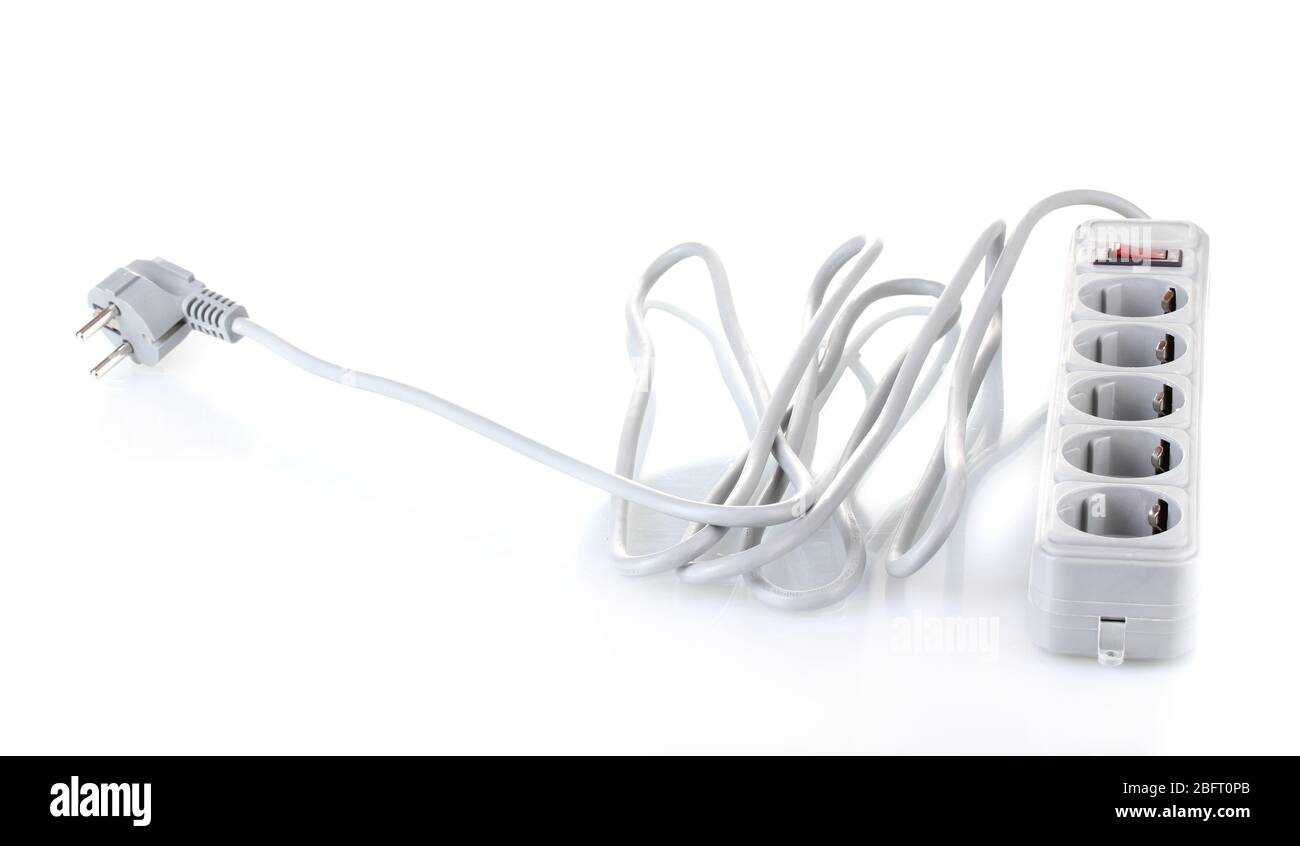 Surge protector isolated on white Stock Photo Alamy