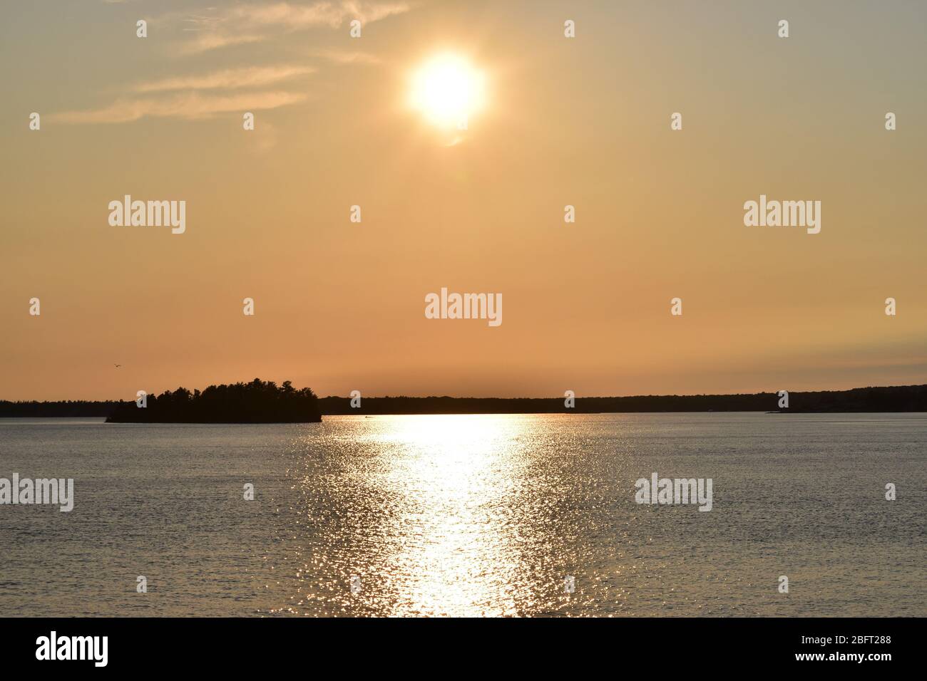 Setting Sun, Killbear Provincial Park, Ontario, Canada Stock Photo