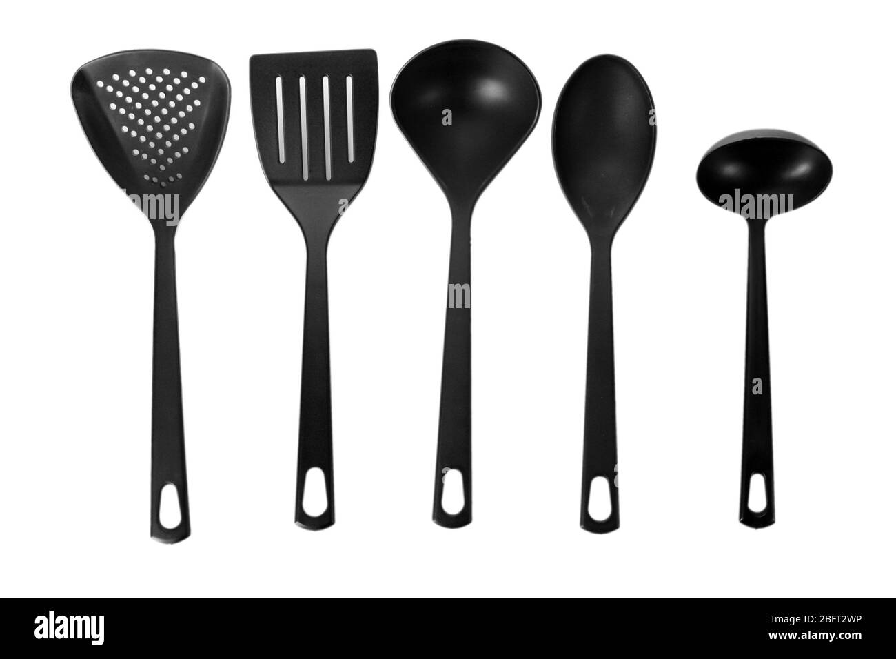 black kitchen utensils isolated on white Stock Photo Alamy