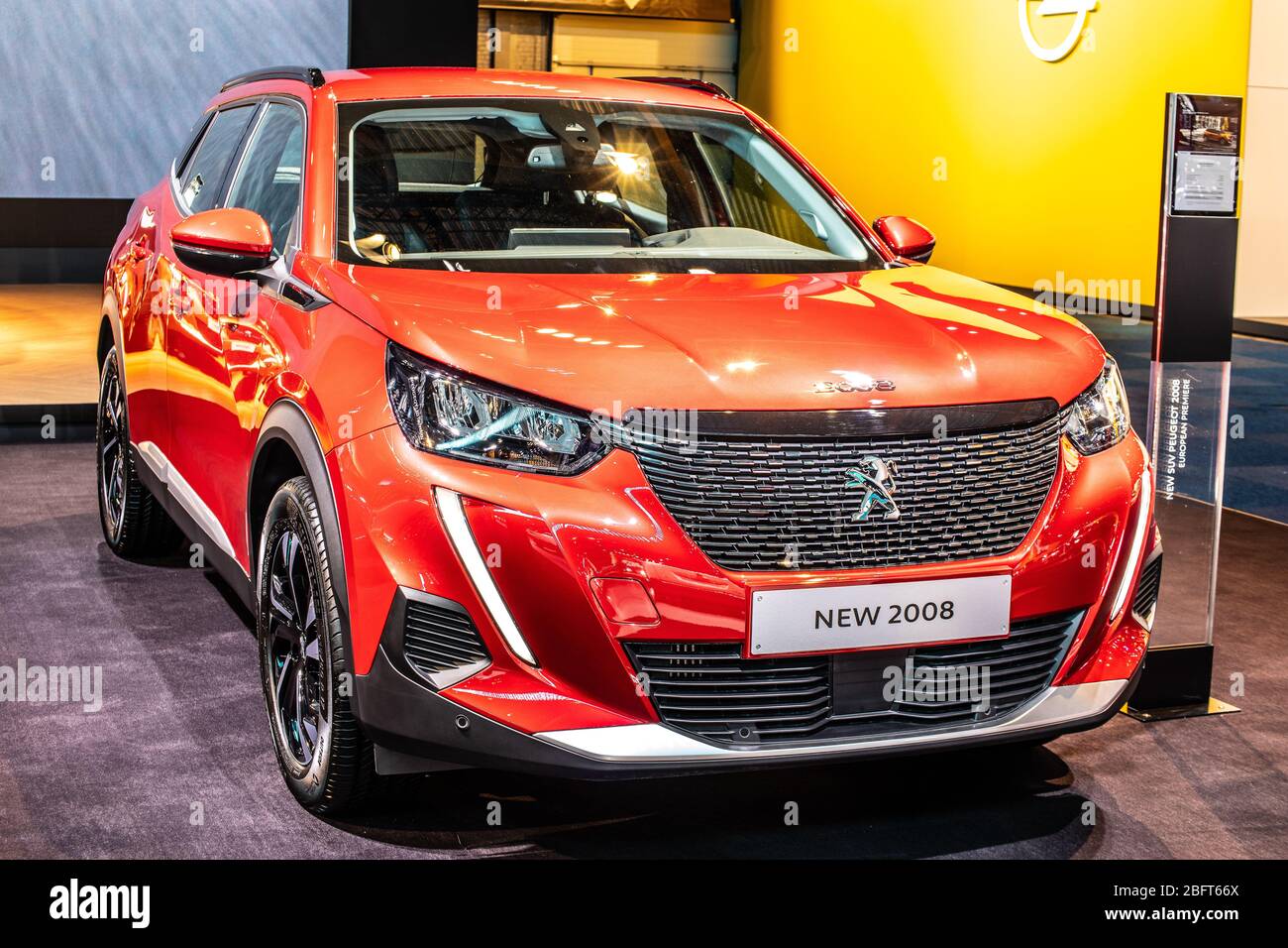Brussels, Belgium, Jan 2020 all-new Peugeot 2008 II, Brussels Motor Show, CMP platform, second generation, SUV car produced by Peugeot Stock Photo