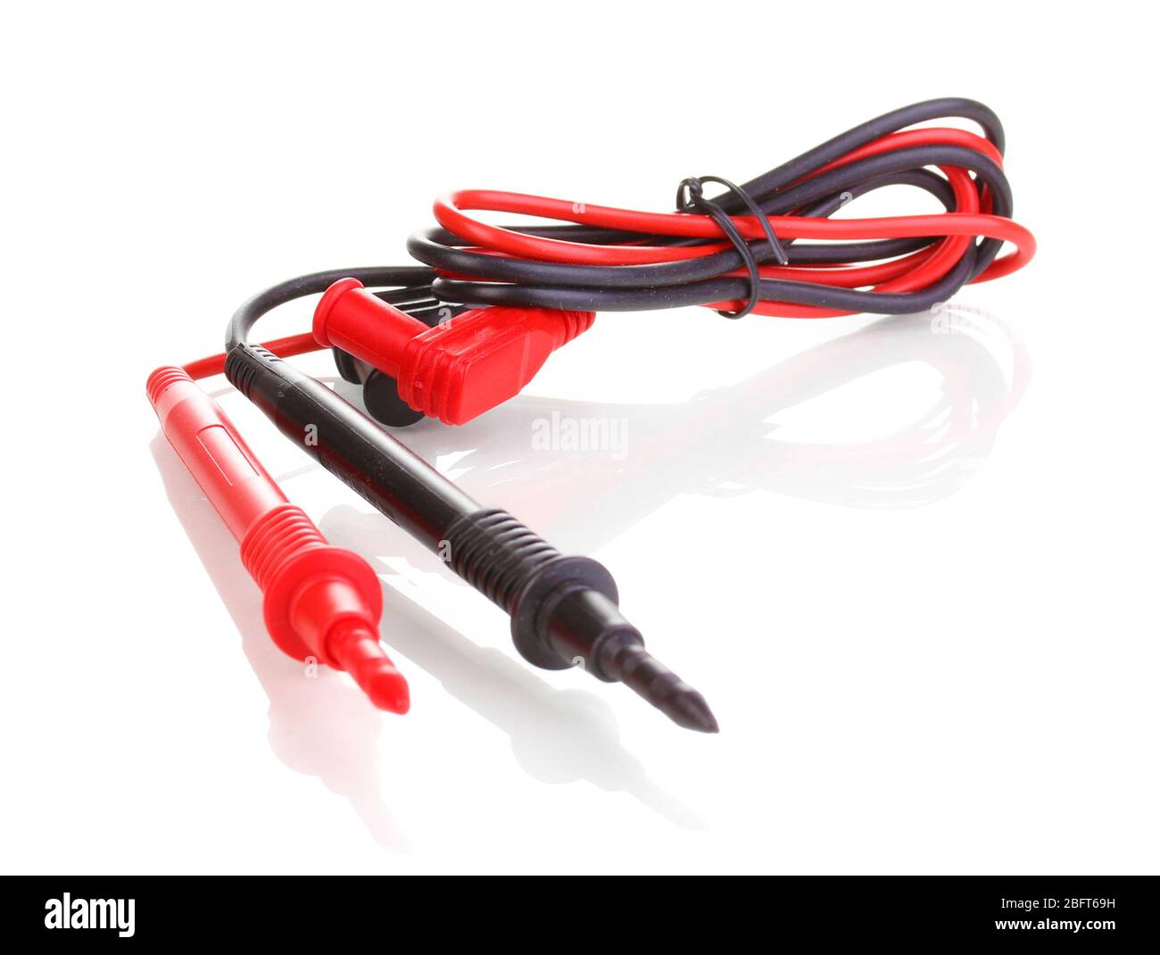 Red and black probes of multimeter isolated on white Stock Photo Alamy