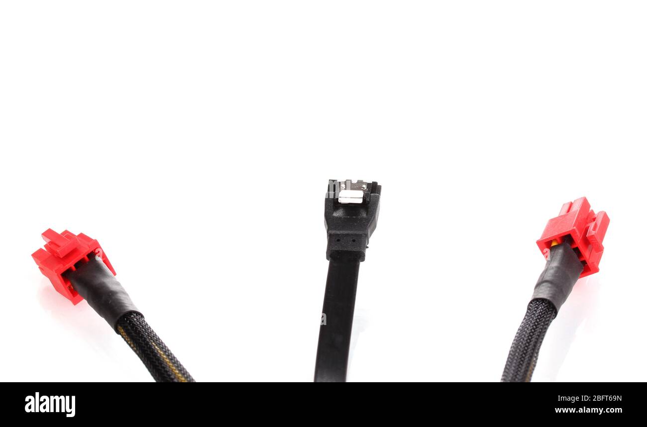 Computer connection wires isolated on white Stock Photo Alamy