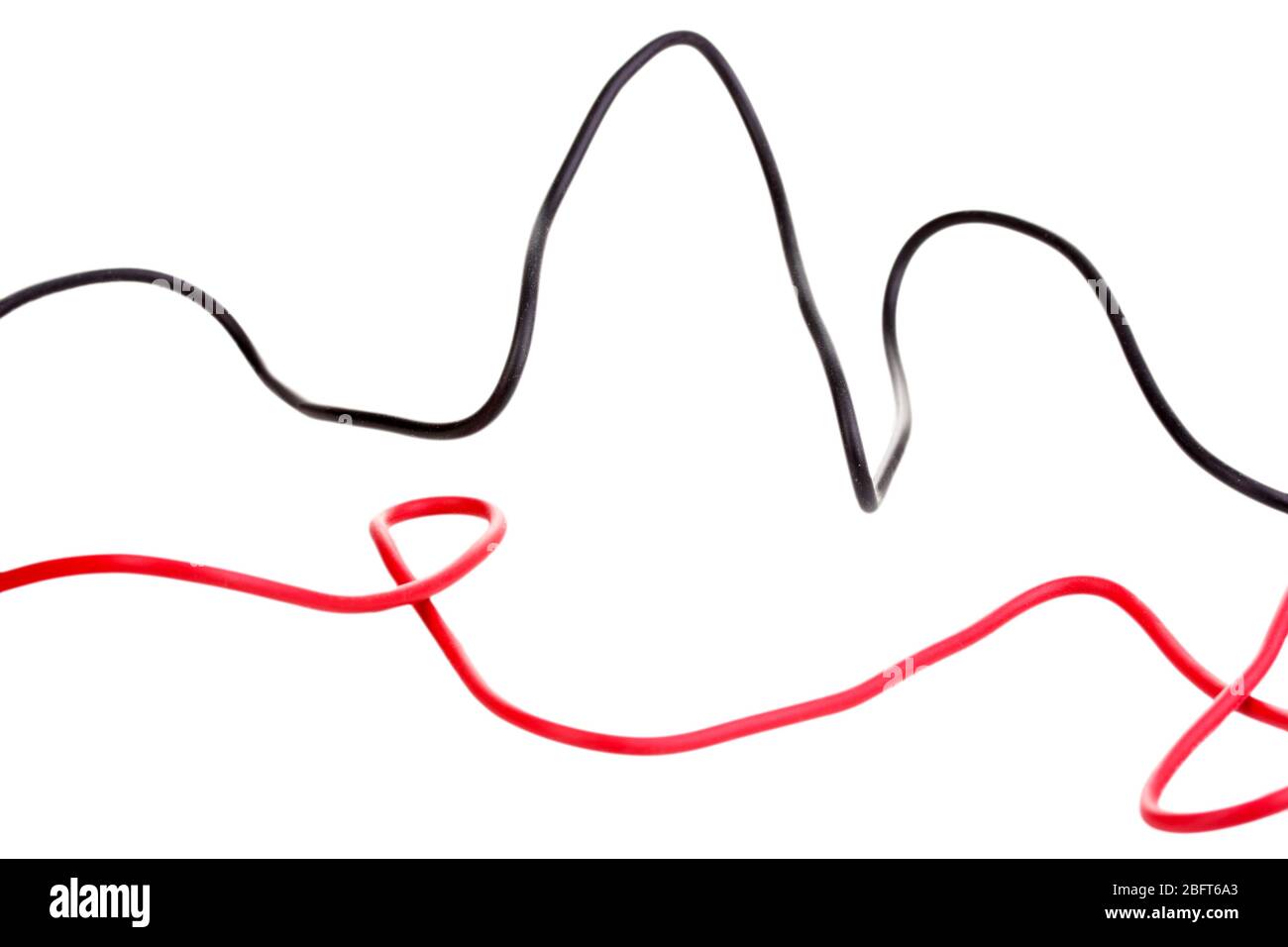 Red and black wires isolated on white Stock Photo Alamy