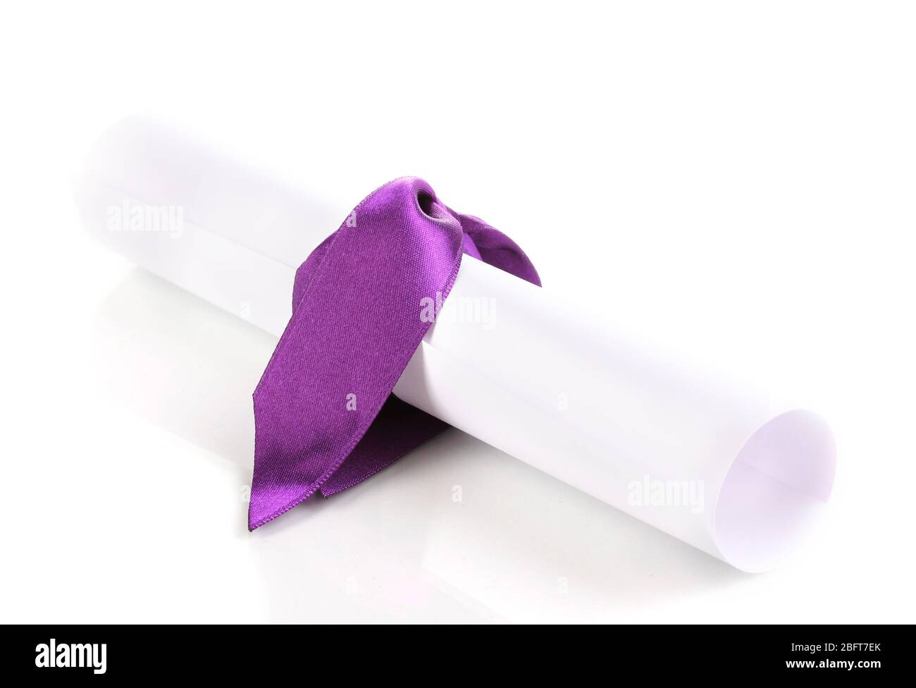 Graduation diploma tied with ribbon isolated on white Stock Photo - Alamy
