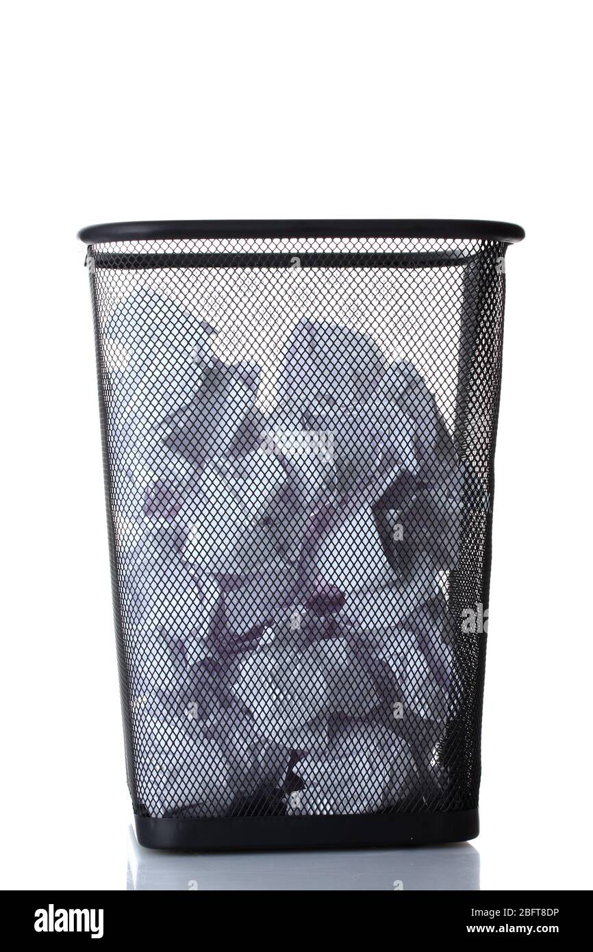 metal trash bin from paper isolated on white Stock Photo - Alamy
