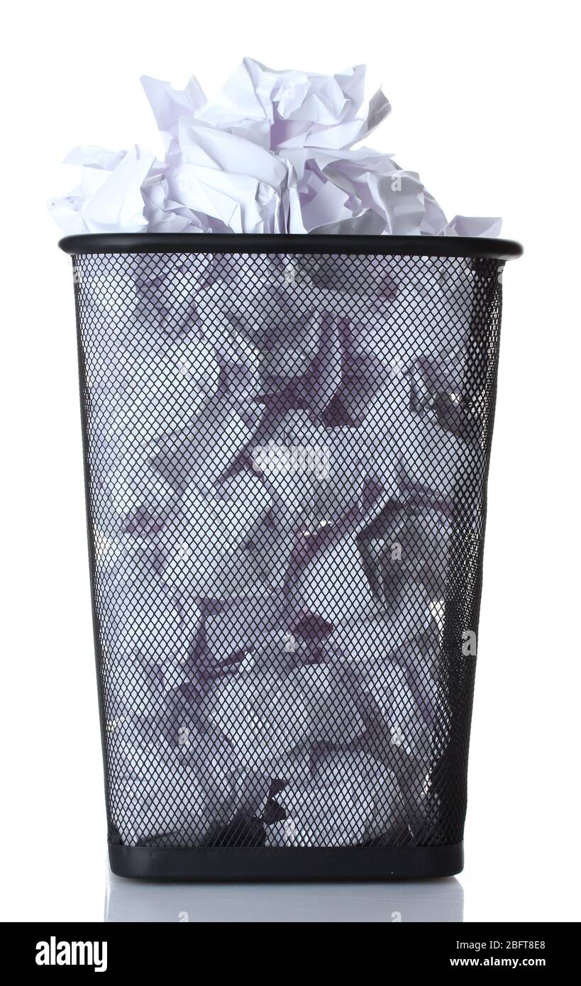 metal trash bin from paper isolated on white Stock Photo - Alamy