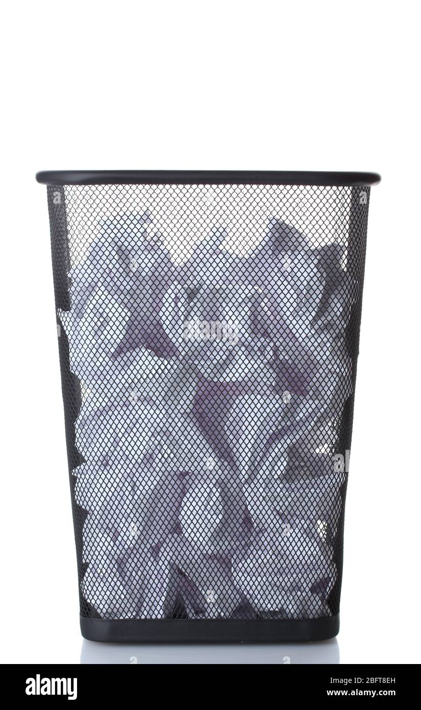 metal trash bin from paper isolated on white Stock Photo - Alamy