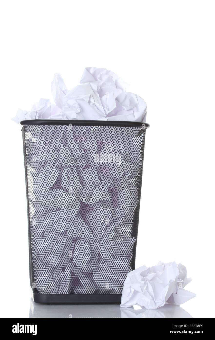 metal trash bin from paper isolated on white Stock Photo - Alamy