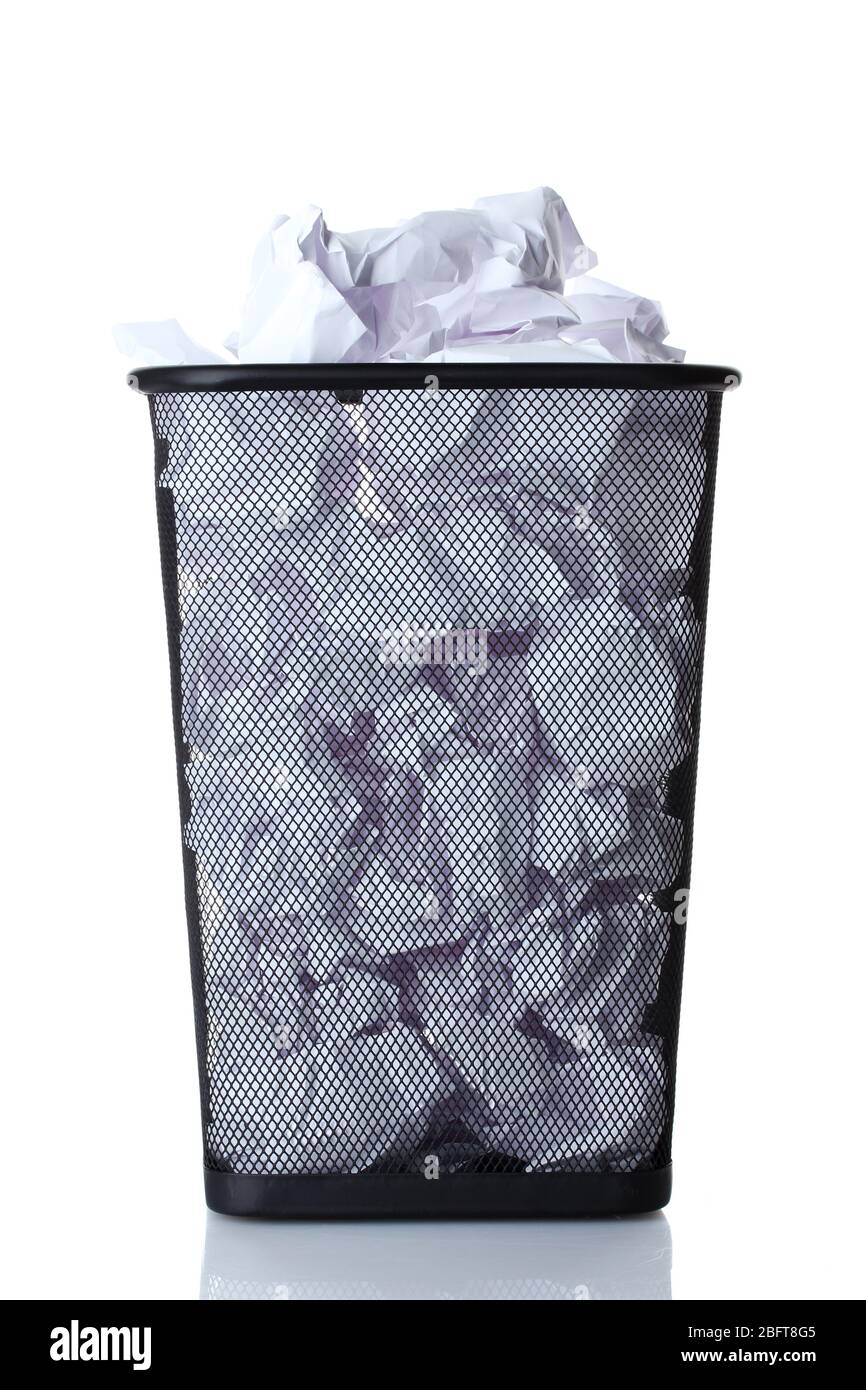 metal trash bin from paper isolated on white Stock Photo - Alamy