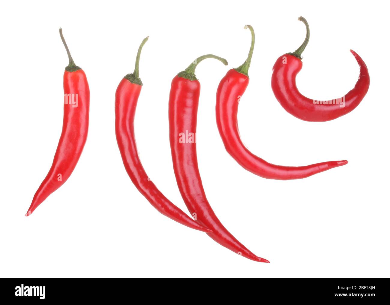 Red hot chili peppers isolated on white Stock Photo - Alamy