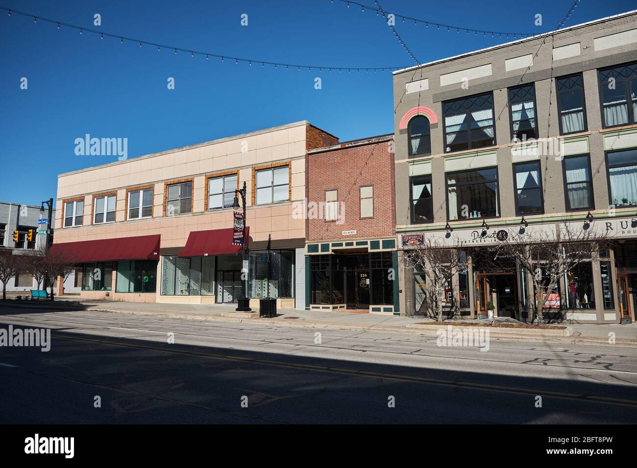 Downtown Port Huron, Michigan USA showing no shoppers or traffic Stock Photo