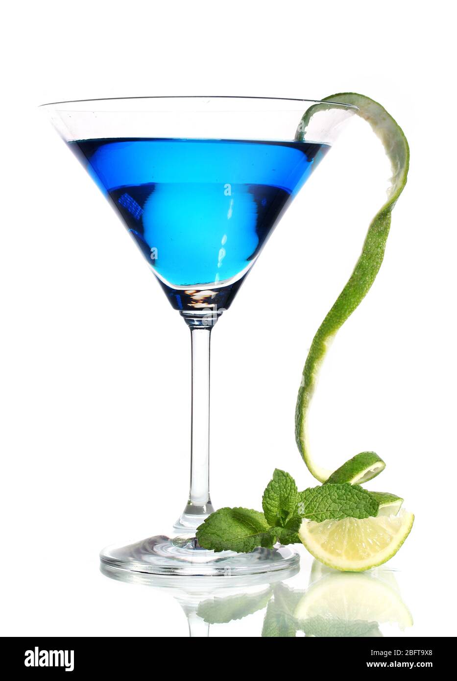 Blue cocktail in martini glass isolated on white Stock Photo - Alamy