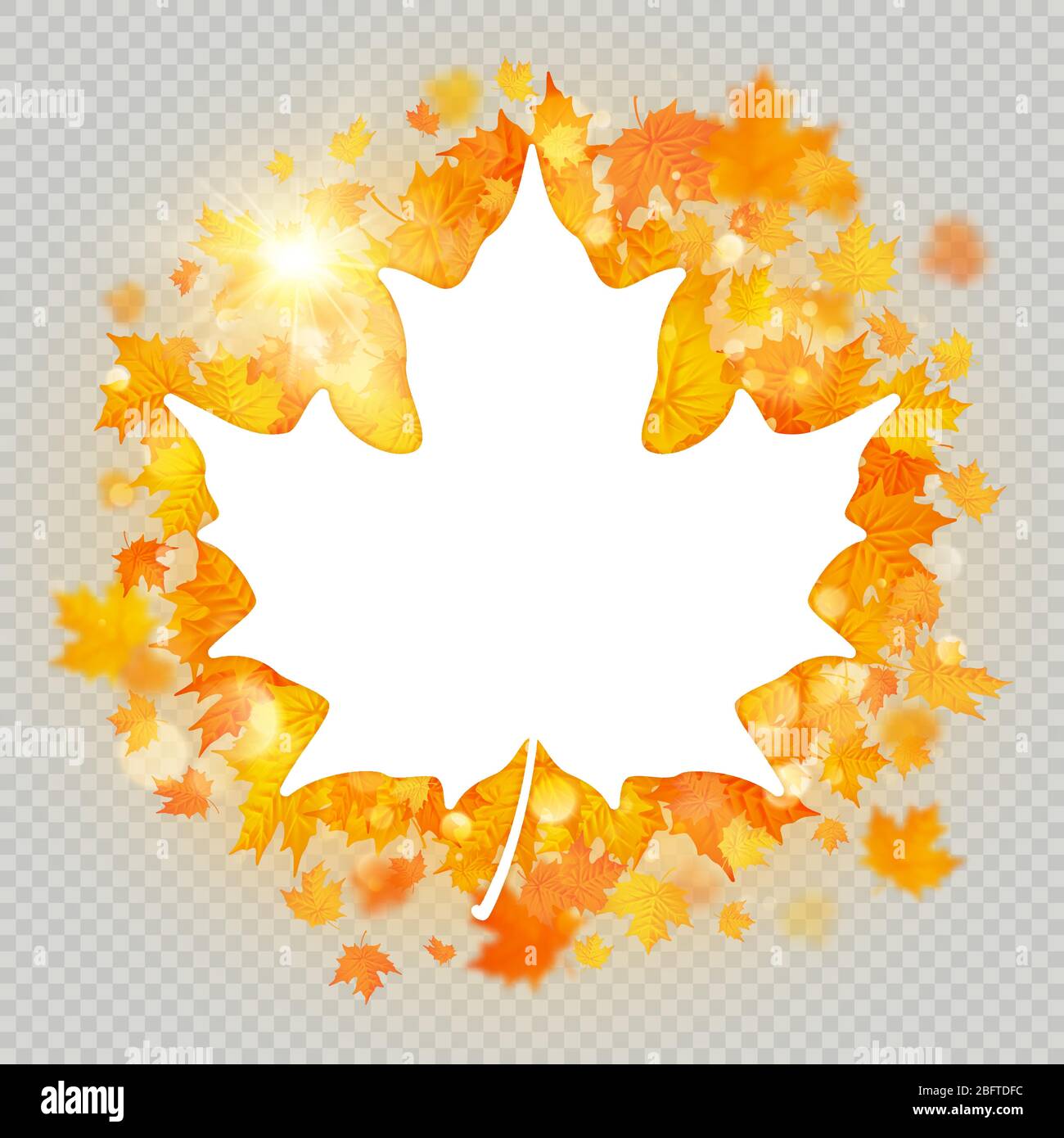 Maple leaves white frame with copy space. EPS 10 Stock Vector