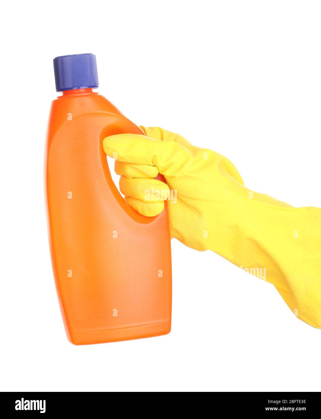 Detergent in hand isolated on white Stock Photo Alamy