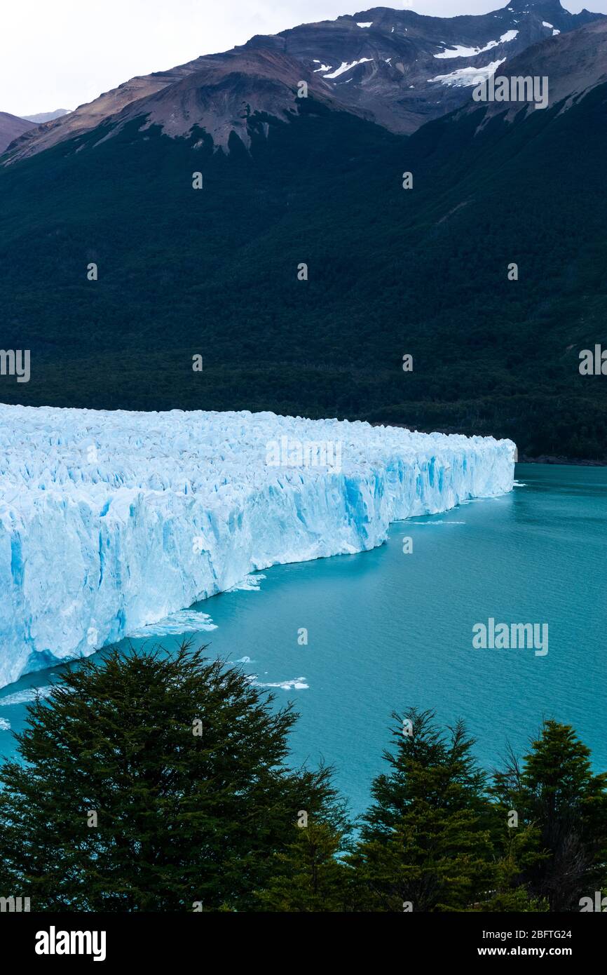 A view of the lake and glacier Perito Moreno national park Los Glaciares. The Argentine Patagonia in Autumn. Stock Photo