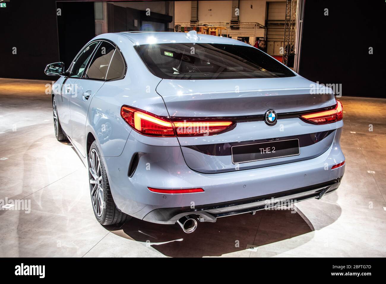 Brussels, Belgium, Jan 09, 2020: BMW 2 Series Gran Coupe 218i at Brussels Motor Show, Second generation, F44, subcompact executive car produced by BMW Stock Photo