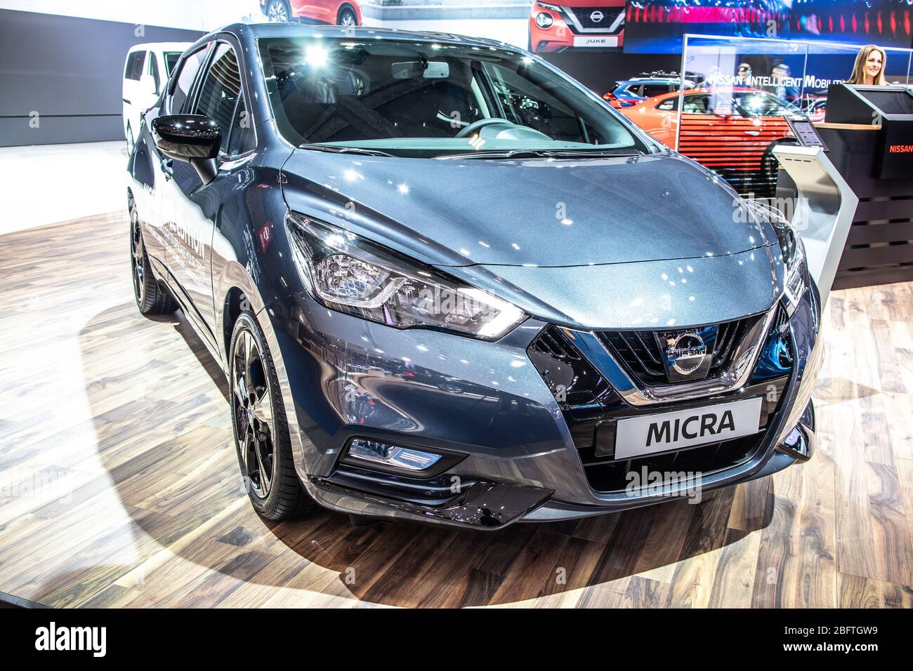 Brussels, Belgium, Jan 2019: Nissan Qashqai, Brussels Motor Show, 2nd gen,  J11, compact crossover SUV produced by Japanese car manufacturer Nissan  Stock Photo - Alamy