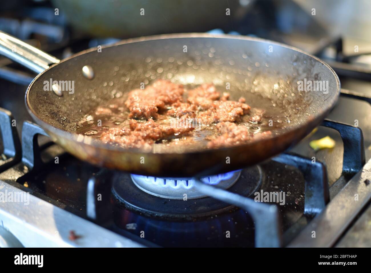 Frying Sausage Stock Photo