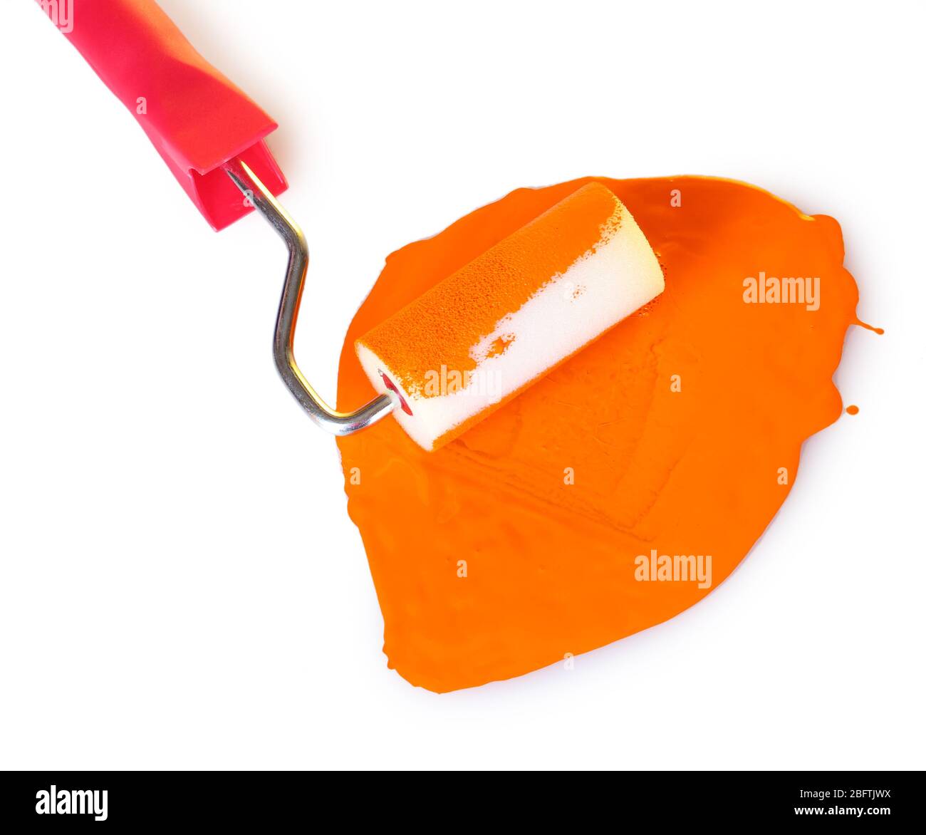 Paint roller with colors isolated on white close-up Stock Photo - Alamy