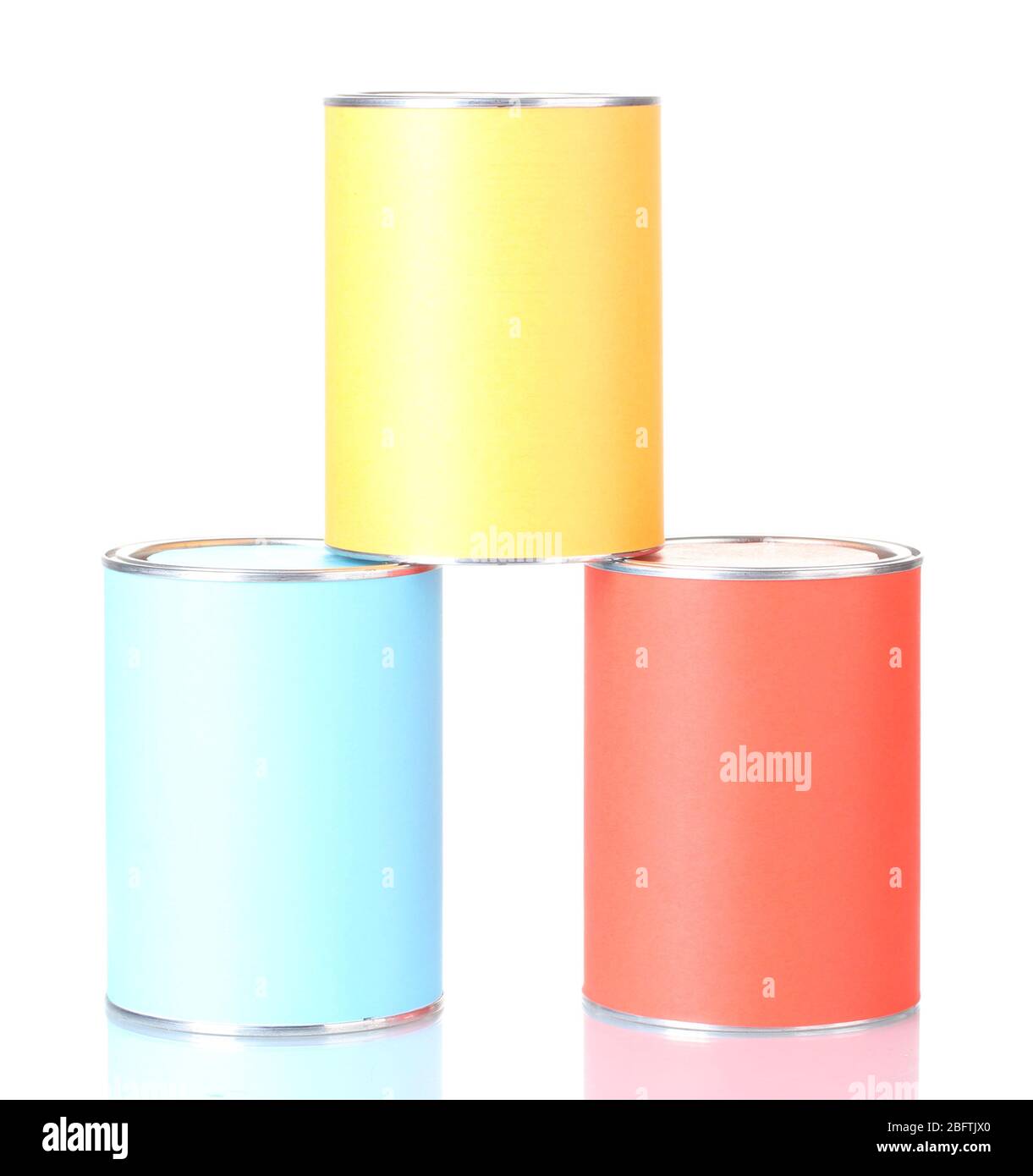Cans of paint isolated on white close-up Stock Photo - Alamy