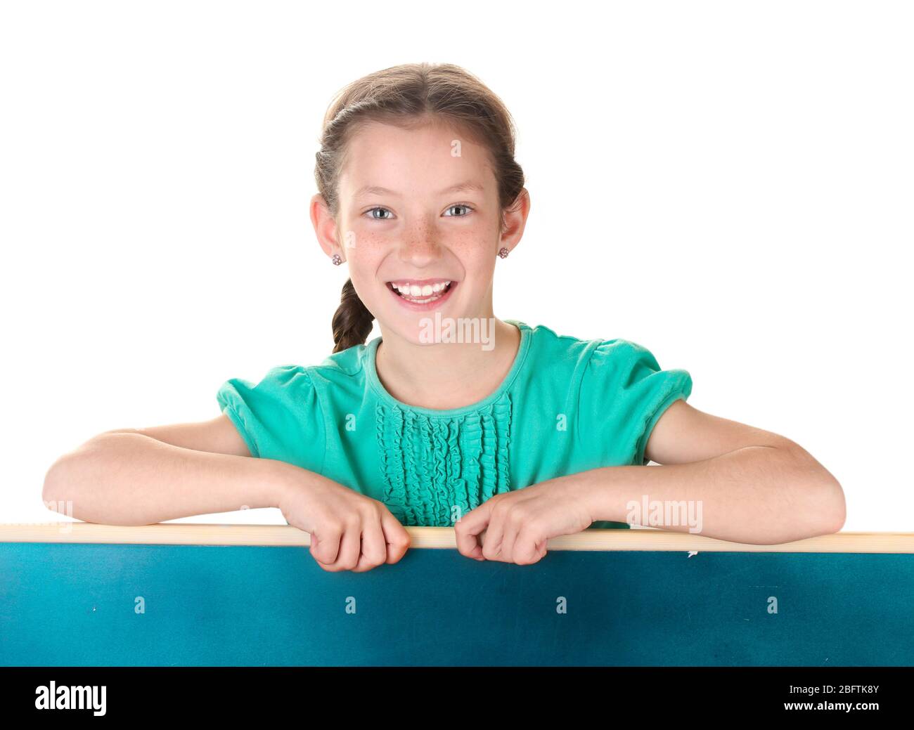 Portrait of beautiful little girl. Isolated on white Stock Photo - Alamy