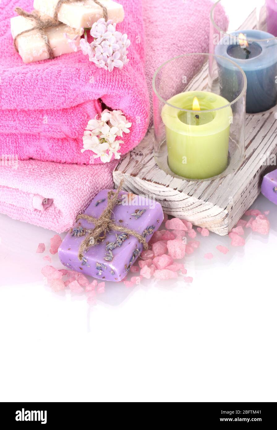 beautiful spa setting isolated on white Stock Photo