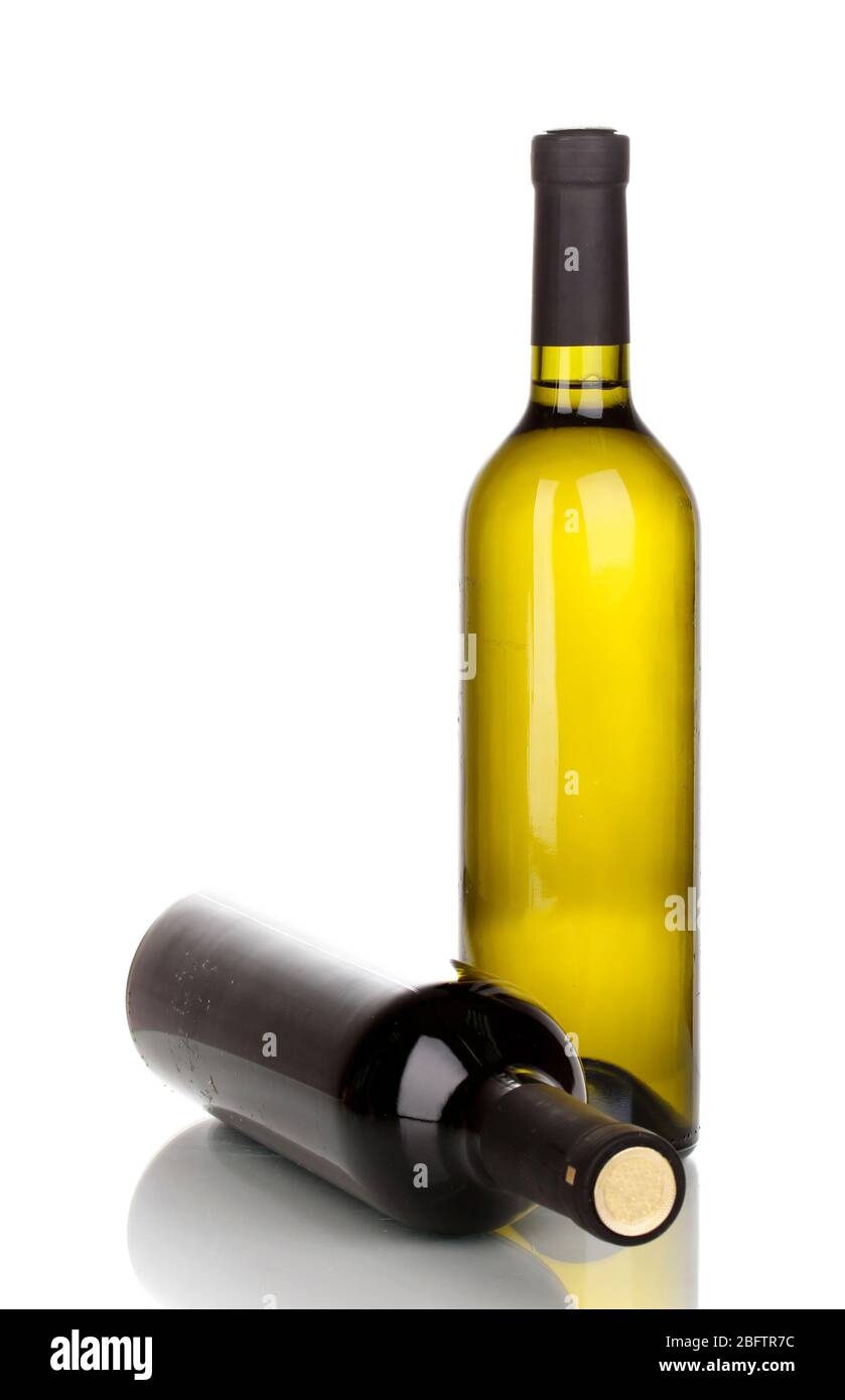 Bottles of great wine isolated on white Stock Photo Alamy