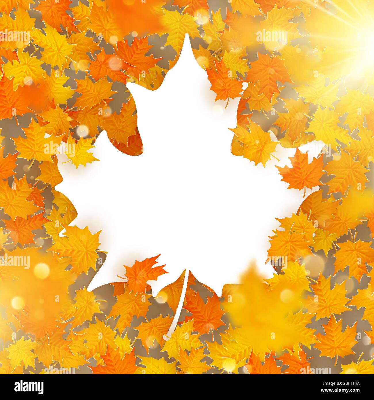Maple leaves white frame with copy space. EPS 10 Stock Vector