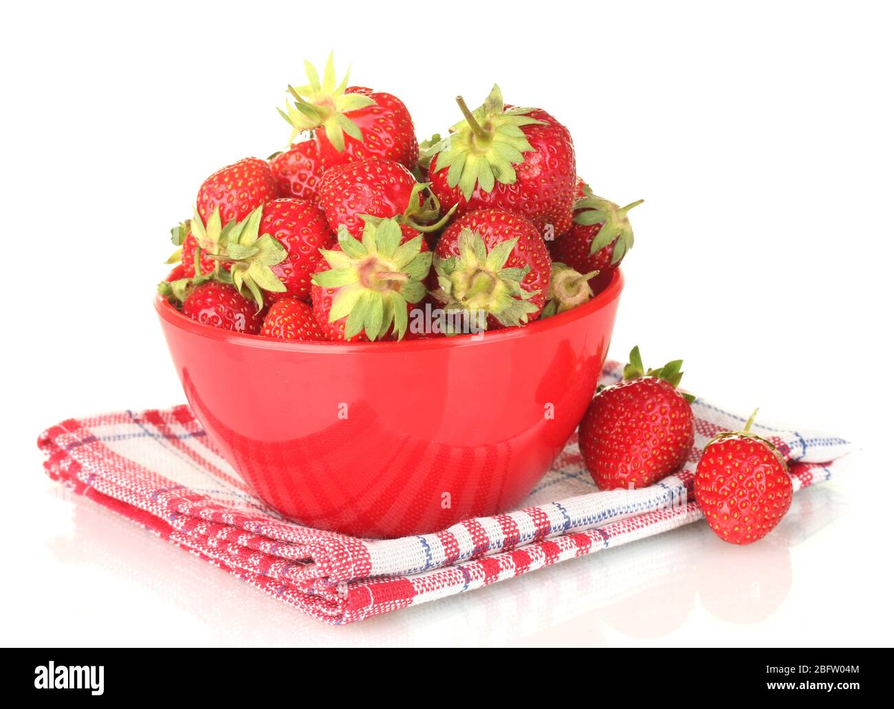 sweet ripe strawberries in bowl isolated on white Stock Photo - Alamy
