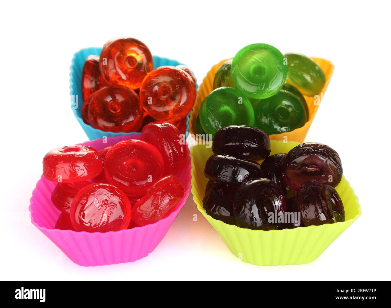 Tasty colorful candies isolated on white background Stock Photo - Alamy