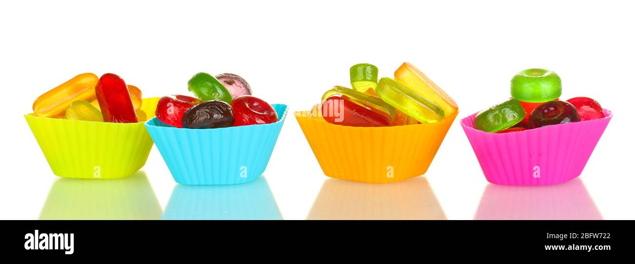 Tasty colorful candies isolated on white background Stock Photo - Alamy