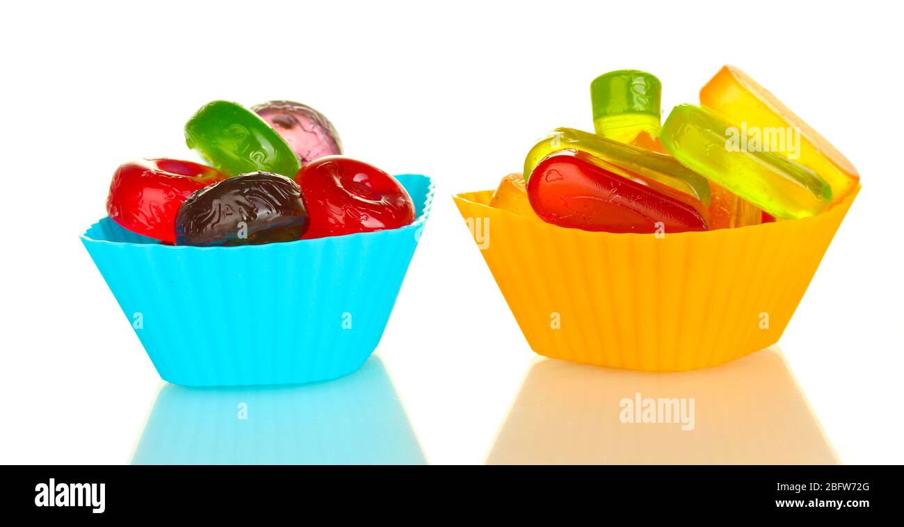 Tasty colorful candies isolated on white background Stock Photo - Alamy